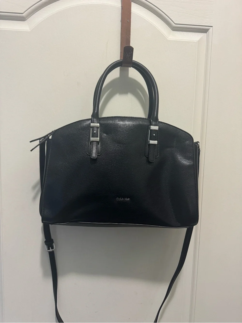 Calvin Klein Saffiano Leather Double Handle Satchel / Doctor Bag
